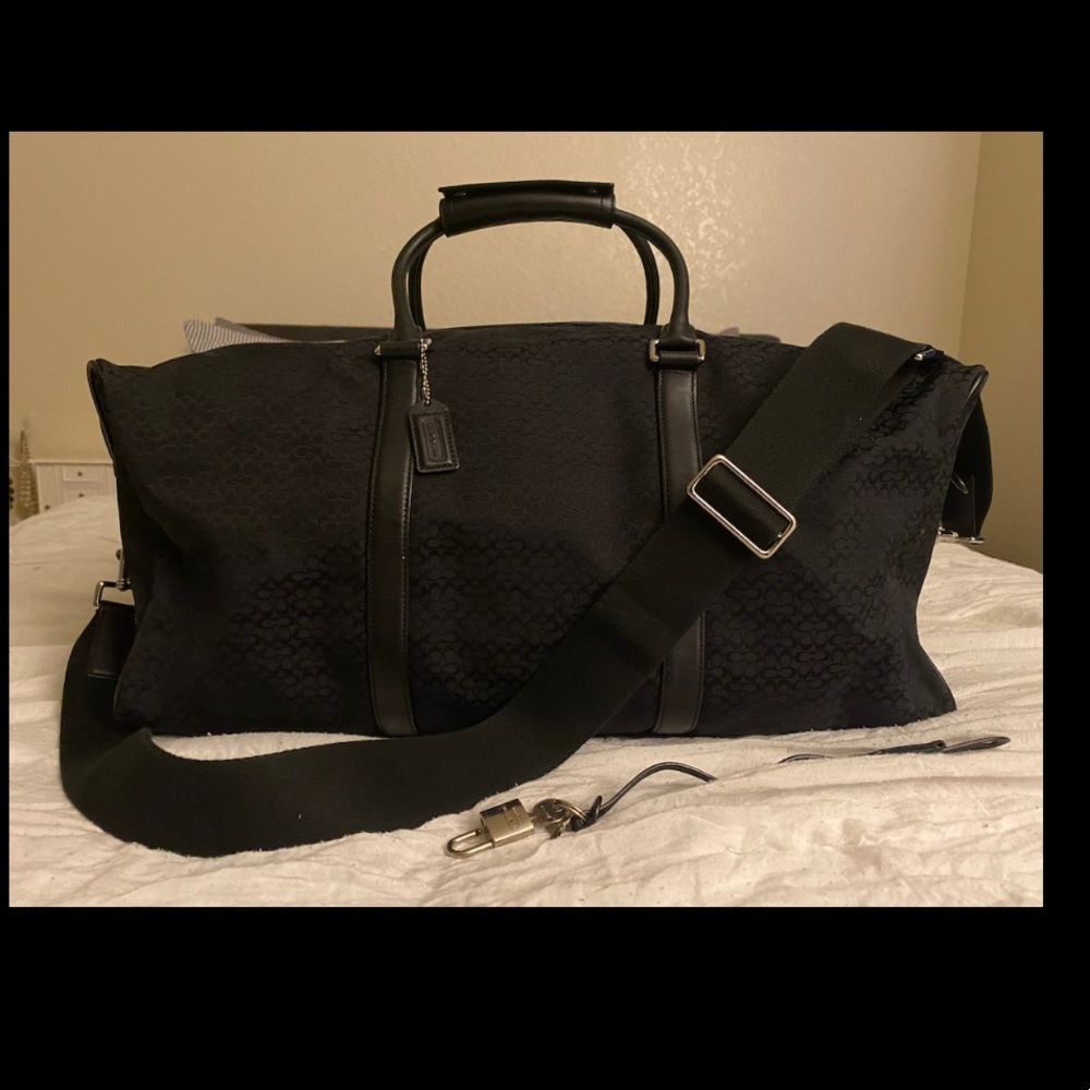 COACH cc monogram print travel duffle bag
